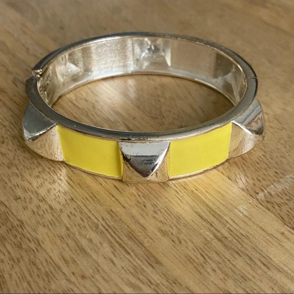 Silver and Yellow Studded Bangle Bracelet - Picture 11 of 17